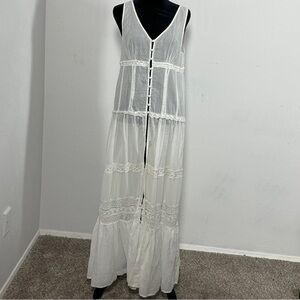 Forever 21 White Button-up Boho Slip